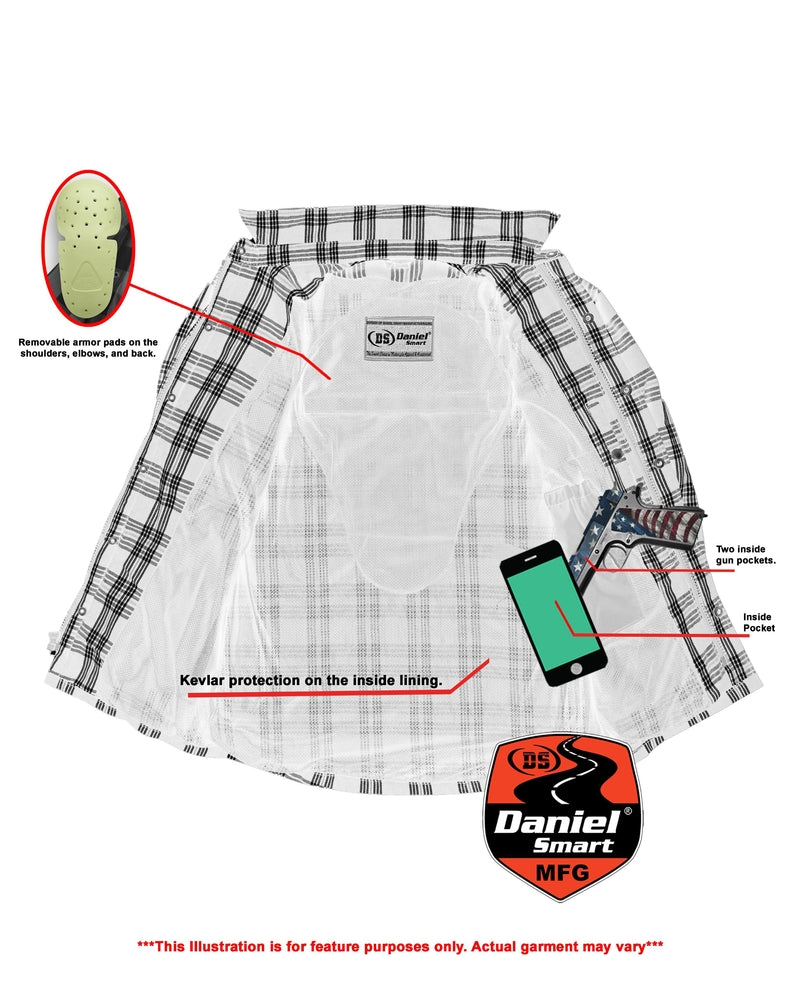 Checkered Champ Men's Black and White Armored Flannel Shirt-Daniel Smart Mfg - Retail