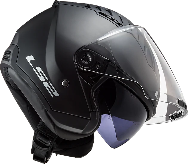 Copter Solid Open Face Motorcycle Helmet W/ SunShield Matte Black LS2 Helmets