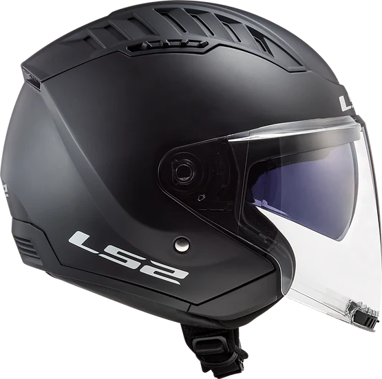 Copter Solid Open Face Motorcycle Helmet W/ SunShield Matte Black 2XL LS2 Helmets