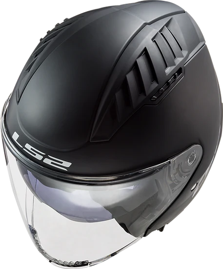 Copter Solid Open Face Motorcycle Helmet W/ SunShield Matte Black-Daniel Smart Mfg - Retail