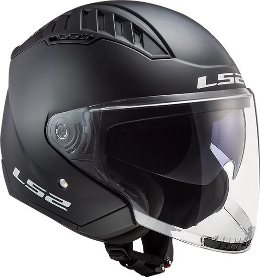 Copter Solid Open Face Motorcycle LS2 Helmet W/ SunShield Matte Black