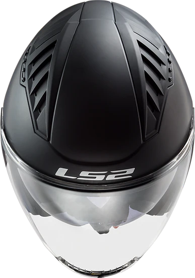 Copter Solid Open Face Motorcycle LS2 Helmet W/ SunShield Matte Black
