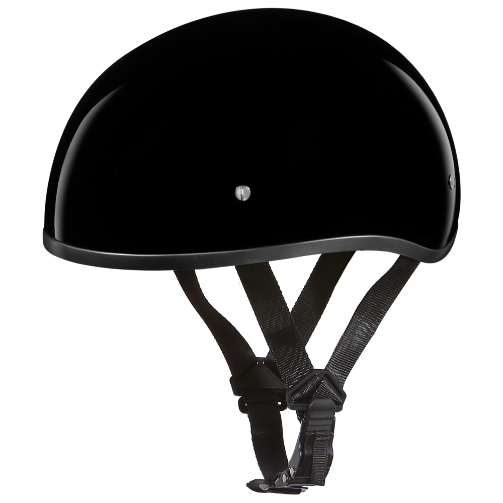 D1-ANS D.O.T. DAYTONA SKULL CAP W/O VISOR - HI-GLOSS BLACK-Daniel Smart Mfg - Retail