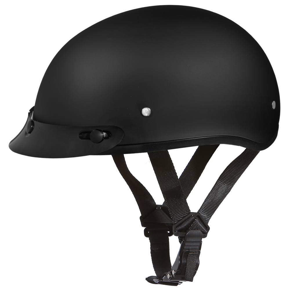 D1-B D.O.T. DAYTONA SKULL CAP - DULL BLACK-1/2 Shell Helmets-Daniel Smart Mfg - Retail