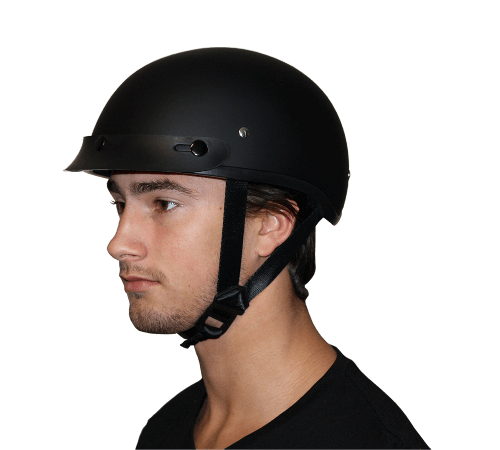 D1-BNS D.O.T. DAYTONA SKULL CAP W/O VISOR - DULL BLACK-1/2 Shell Helmets-Daniel Smart Mfg - Retail