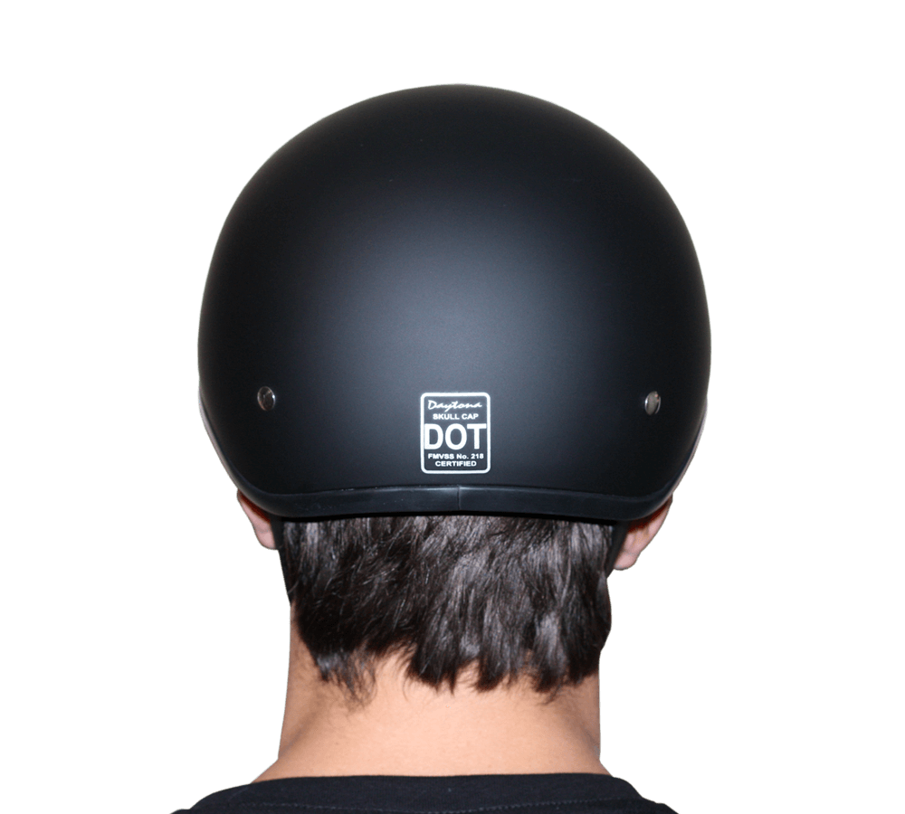 D1-BNS D.O.T. DAYTONA SKULL CAP W/O VISOR - DULL BLACK-1/2 Shell Helmets-Daniel Smart Mfg - Retail