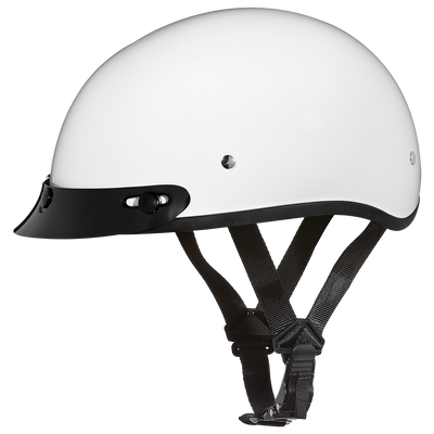 DOT Approved Daytona Skull Cap Half Shell Motorcycle Helmet - Beanie Style for Motorcycles, Cruisers, Scooters, and Mopeds - Hi-Gloss White