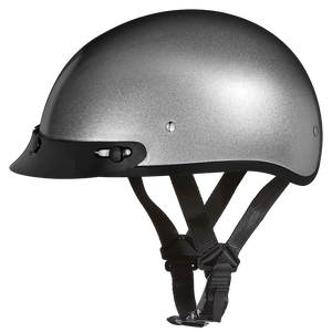 DOT Approved Daytona Skull Cap Half Shell Motorcycle Helmet - Beanie Style for Motorcycles, Cruisers, Scooters, and Mopeds - Silver Metallic