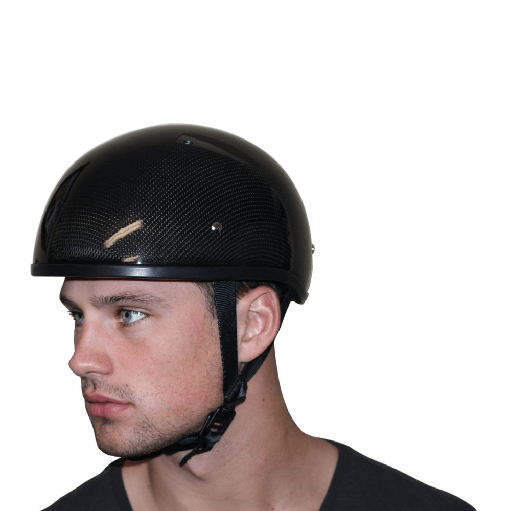 D2-GNS D.O.T. DAYTONA SKULL CAP W/O VISOR- GREY CARBON FIBER-1/2 Shell Helmets-Daniel Smart Mfg - Retail