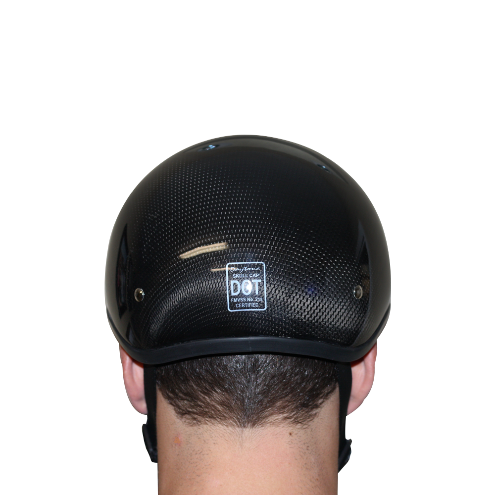 D2-GNS D.O.T. DAYTONA SKULL CAP W/O VISOR- GREY CARBON FIBER-1/2 Shell Helmets-Daniel Smart Mfg - Retail