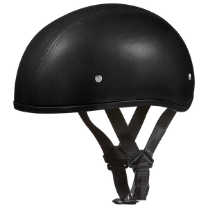 D.O.T. Daytona Skull Cap Motorcycle Helmet W/O Visor- Leather Covered