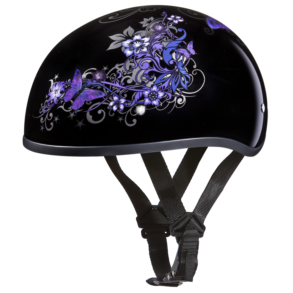 D6-B D.O.T. DAYTONA SKULL CAP - W/ BUTTERFLY-1/2 Shell Helmets-Daniel Smart Mfg - Retail