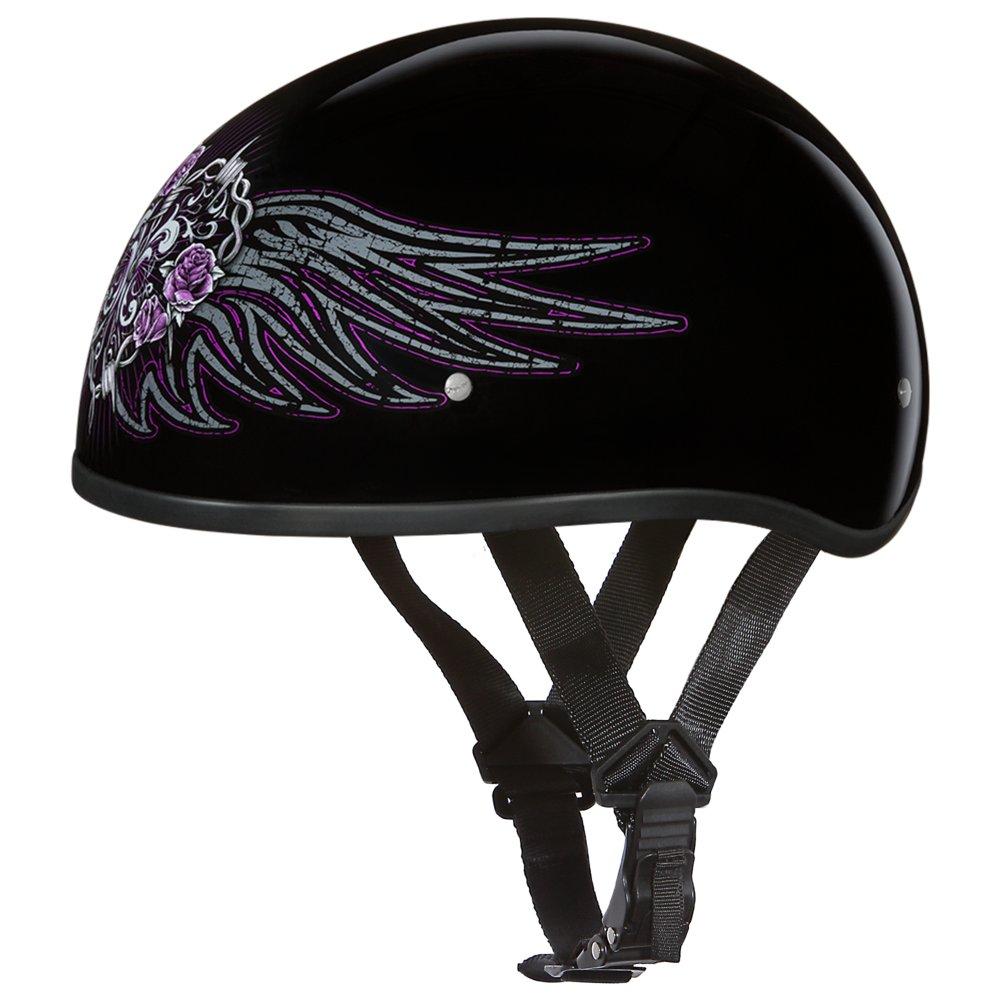 D6-BWH D.O.T. DAYTONA SKULL CAP - W/ BARBED WIRE HEART-1/2 Shell Helmets-Daniel Smart Mfg - Retail