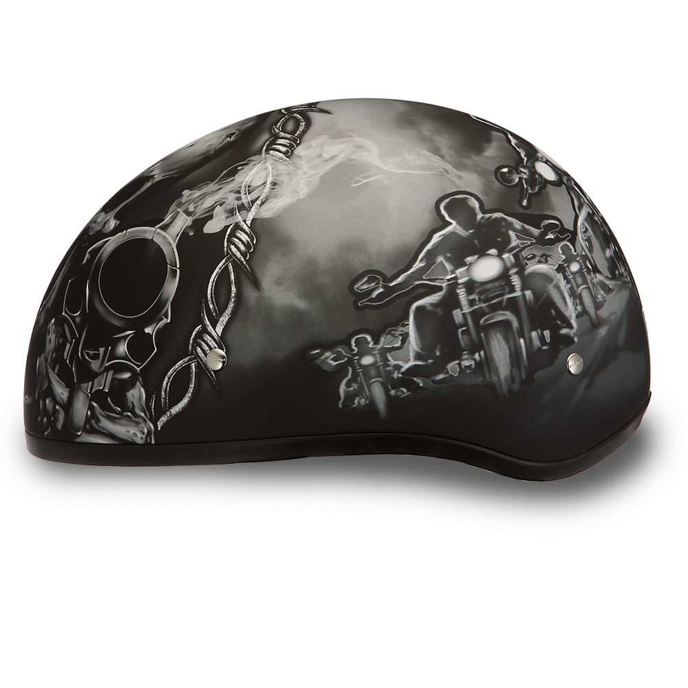 D6-G D.O.T. DAYTONA SKULL CAP - W/ GUNS-1/2 Shell Helmets-Daniel Smart Mfg - Retail