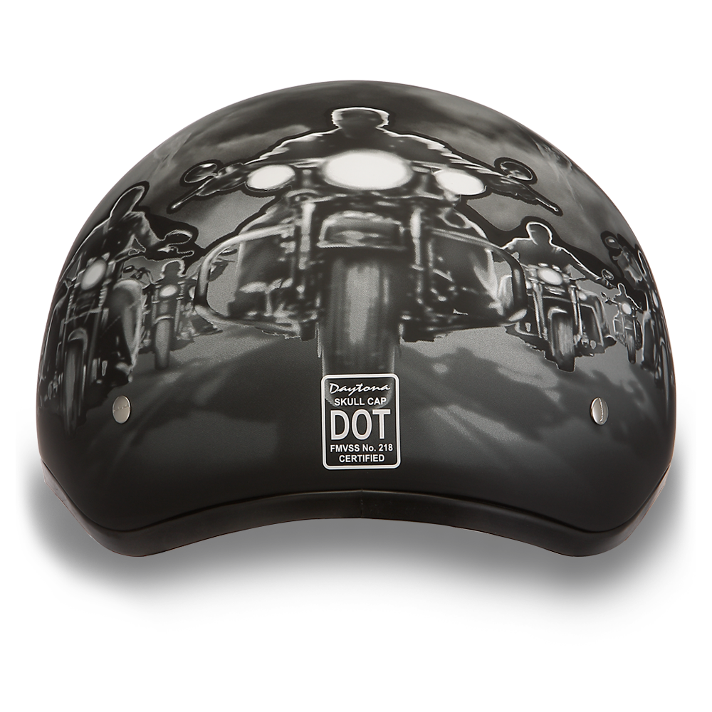 D6-G D.O.T. DAYTONA SKULL CAP - W/ GUNS-1/2 Shell Helmets-Daniel Smart Mfg - Retail