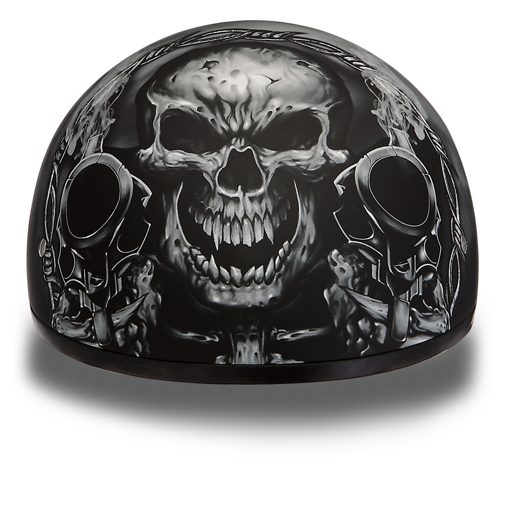 D6-G D.O.T. DAYTONA SKULL CAP - W/ GUNS-1/2 Shell Helmets-Daniel Smart Mfg - Retail