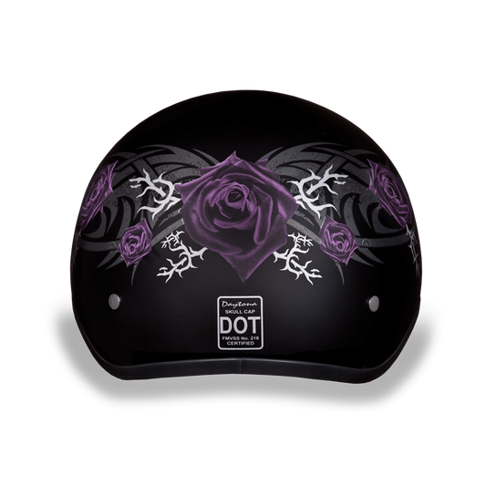 D6-PR D.O.T. DAYTONA SKULL CAP - W/ PURPLE ROSE-Daniel Smart Mfg - Retail