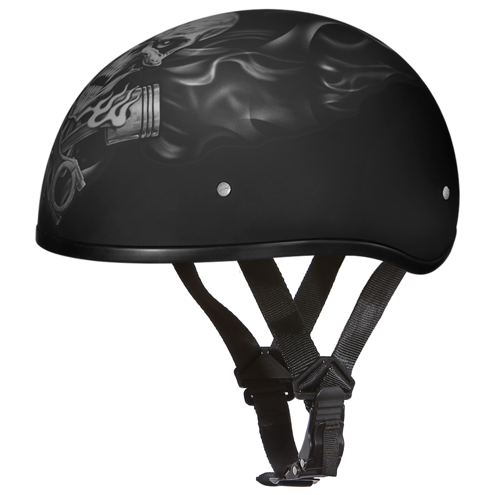 D6-PS D.O.T. DAYTONA SKULL CAP - W/ PISTONS SKULL-1/2 Shell Helmets-Daniel Smart Mfg - Retail