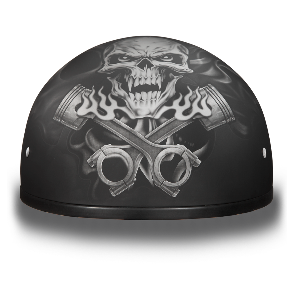 D6-PS D.O.T. DAYTONA SKULL CAP - W/ PISTONS SKULL-1/2 Shell Helmets-Daniel Smart Mfg - Retail