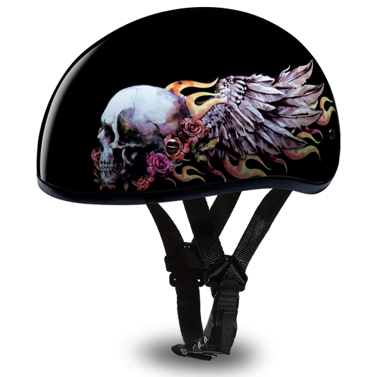 D6-SKW D.O.T. DAYTONA SKULL CAP - W/ SKULL WINGS-Daniel Smart Mfg - Retail