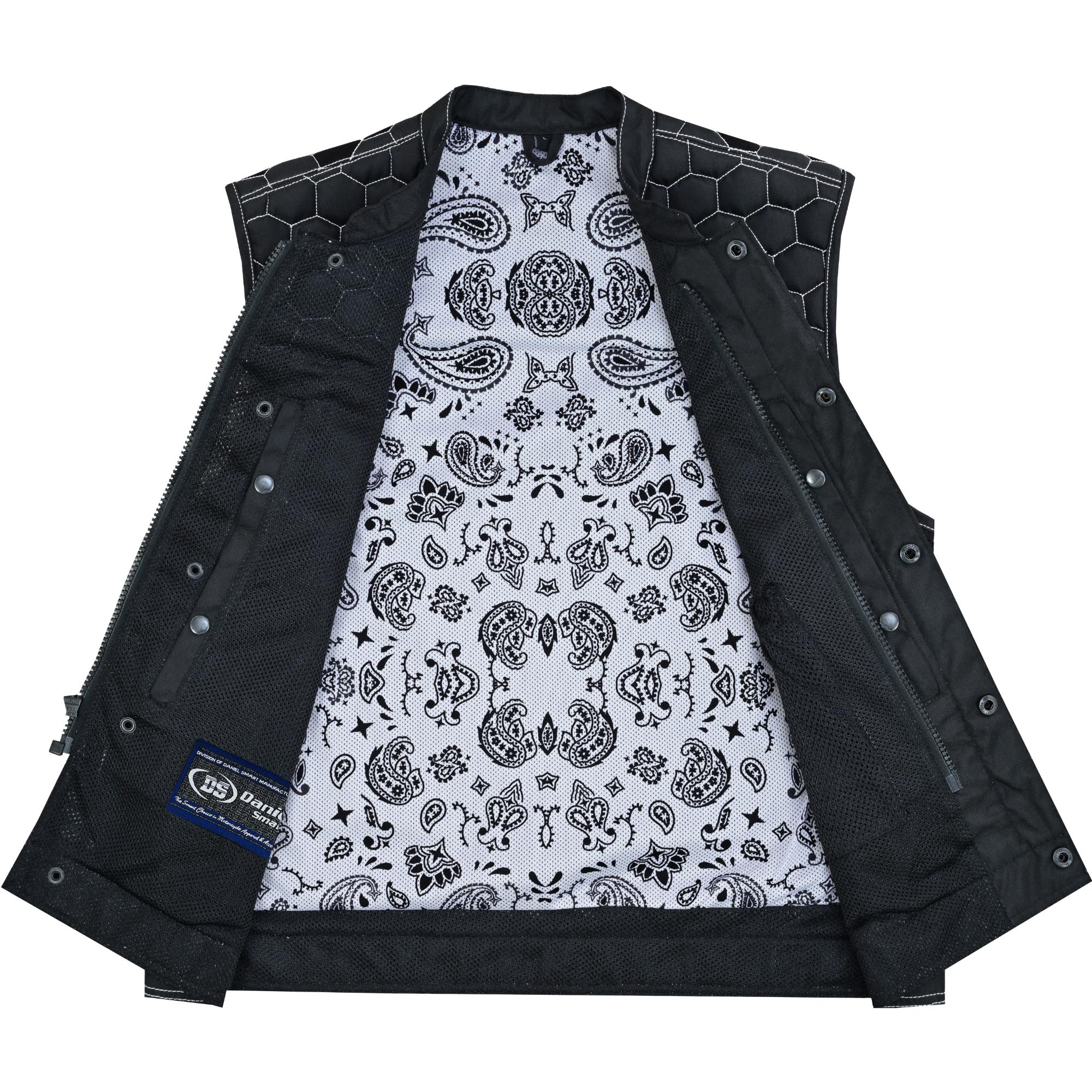 Dark Striker Men's Black Mesh Textile Vest with White Paisley Liner-Daniel Smart Mfg - Retail