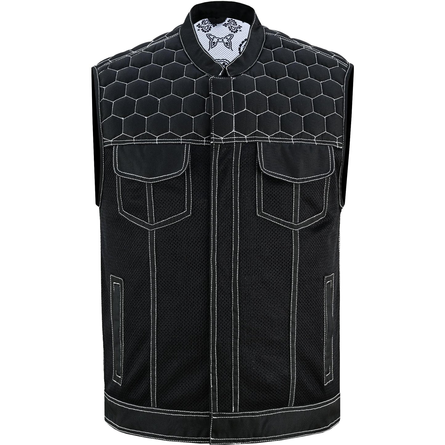 Dark Striker Men's Black Mesh Textile Vest with White Paisley Liner-Daniel Smart Mfg - Retail