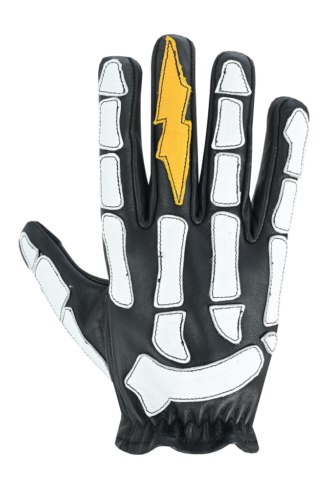 Devil Hands Black White and Yellow Skeleton Bolt Glove-Daniel Smart Mfg - Retail