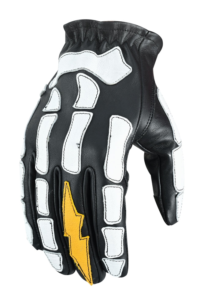 Devil Hands Black White and Yellow Skeleton Bolt Glove-Daniel Smart Mfg - Retail