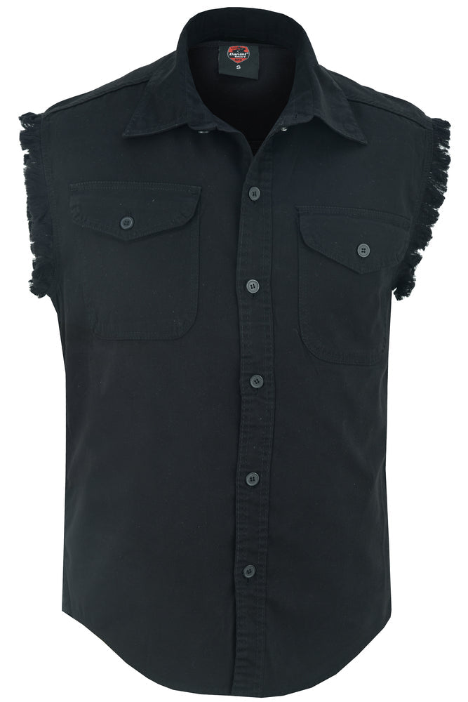 DM6001 Men's Black Lightweight Sleeveless Denim Shirt-Daniel Smart Mfg - Retail