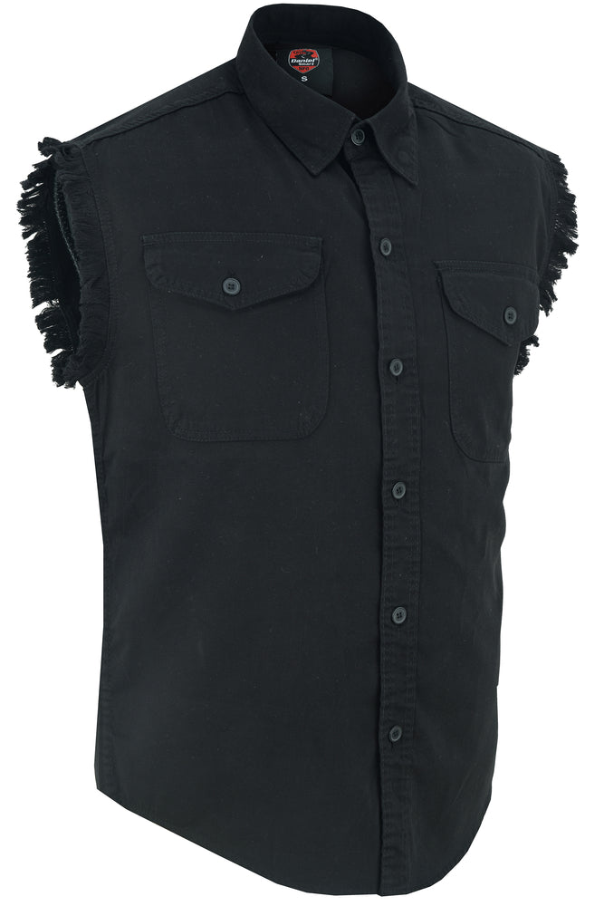 DM6001 Men's Black Lightweight Sleeveless Denim Shirt-Daniel Smart Mfg - Retail