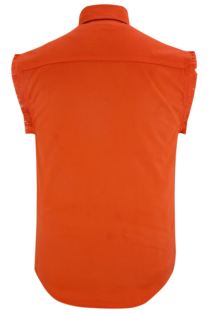 DM6003 Men's Orange Lightweight Sleeveless Denim Shirt-Daniel Smart Mfg - Retail