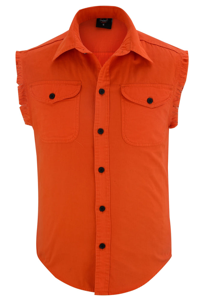 DM6003 Men's Orange Lightweight Sleeveless Denim Shirt-Daniel Smart Mfg - Retail