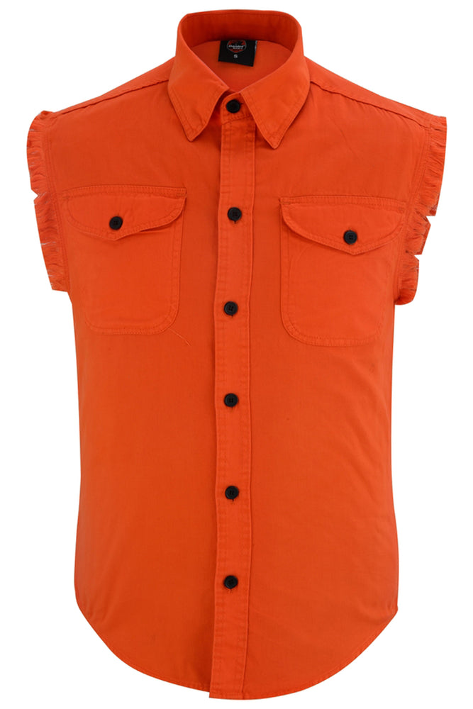 DM6003 Men's Orange Lightweight Sleeveless Denim Shirt-Daniel Smart Mfg - Retail