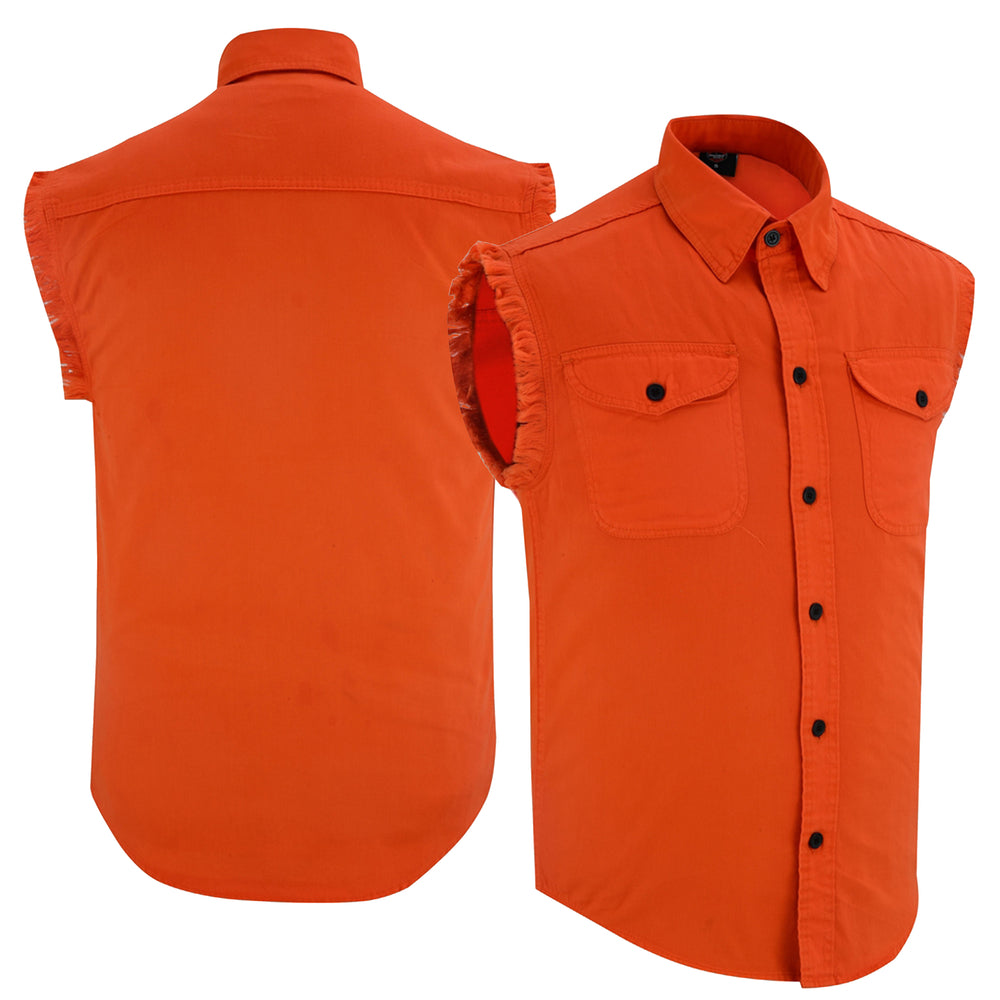 DM6003 Men's Orange Lightweight Sleeveless Denim Shirt-Daniel Smart Mfg - Retail