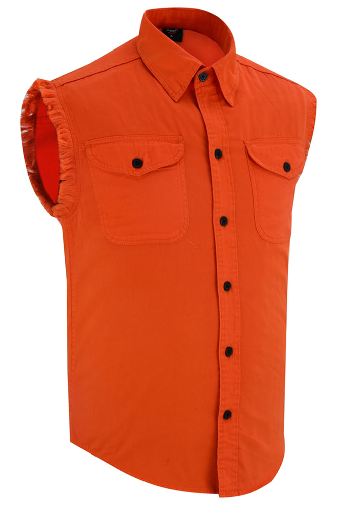 DM6003 Men's Orange Lightweight Sleeveless Denim Shirt-Daniel Smart Mfg - Retail