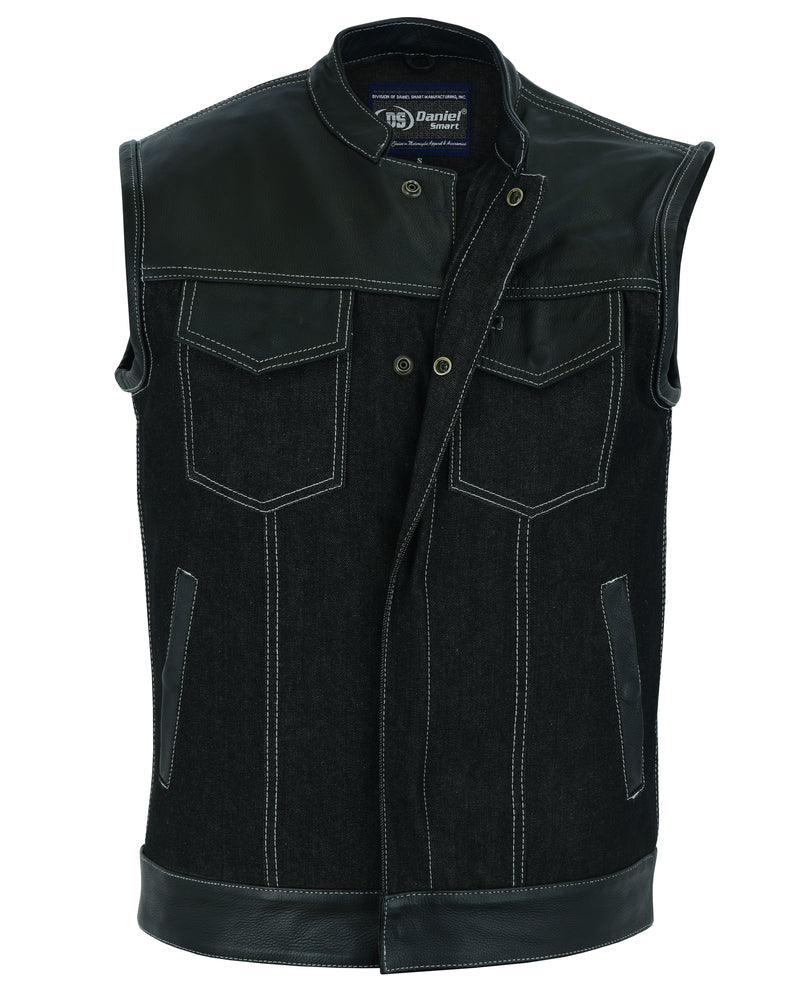 DM900 Men's Leather/Denim Combo Vest-Daniel Smart Mfg - Retail