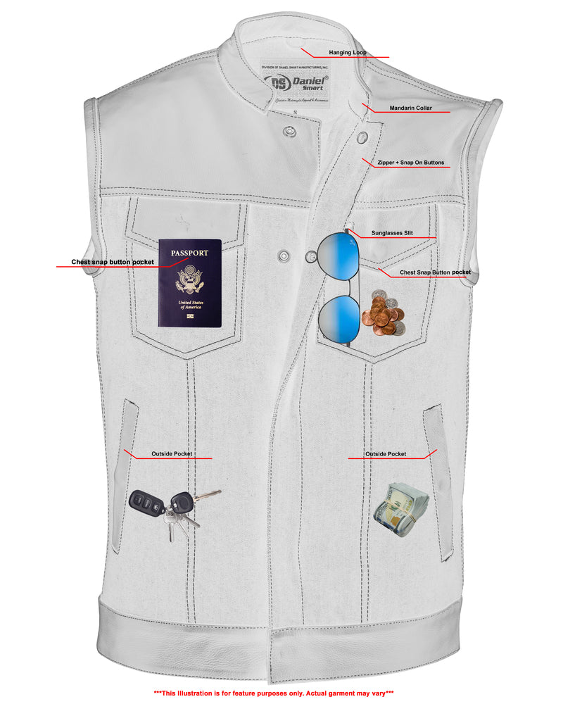 DM900 Men's Leather/Denim Combo Vest-Daniel Smart Mfg - Retail