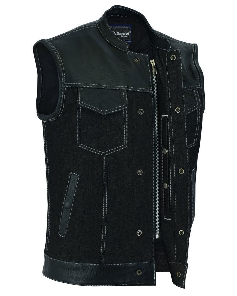 DM900 Men's Leather/Denim Combo Vest-Daniel Smart Mfg - Retail