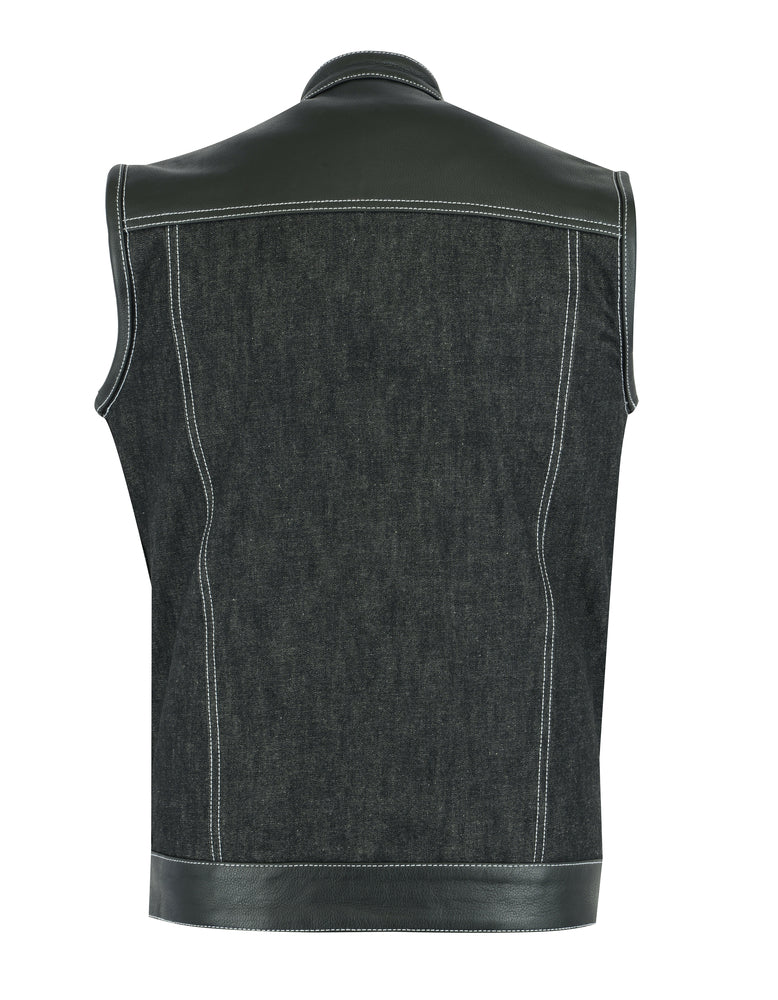 DM900 Men's Leather/Denim Combo Vest-Daniel Smart Mfg - Retail