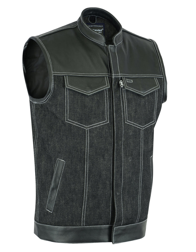 DM900 Men's Leather/Denim Combo Vest-Daniel Smart Mfg - Retail