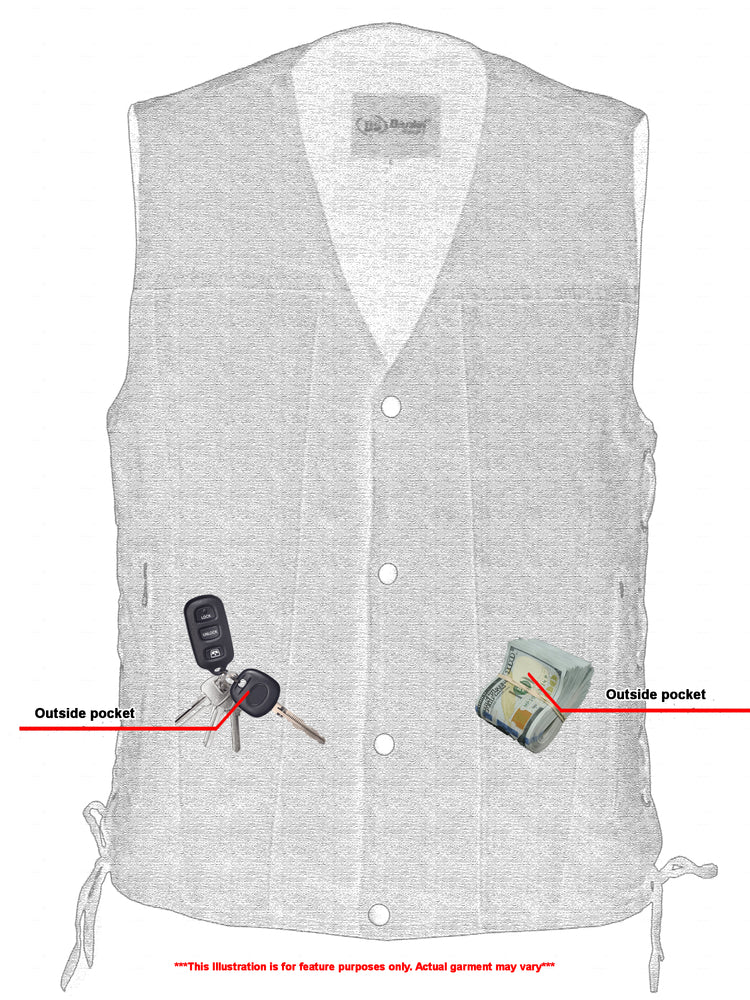 DM905BK Men's Single Back Panel Concealed Carry Denim Vest-Daniel Smart Mfg - Retail