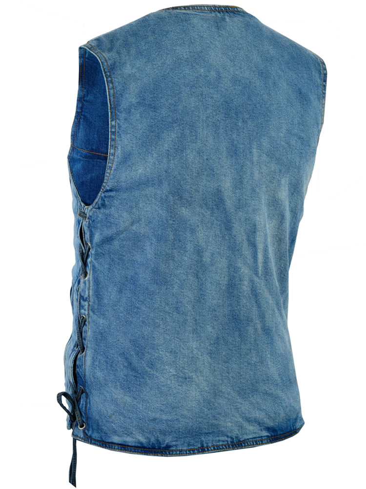 DM905BU Men's Single Back Panel Concealed Carry Denim Vest-Daniel Smart Mfg - Retail