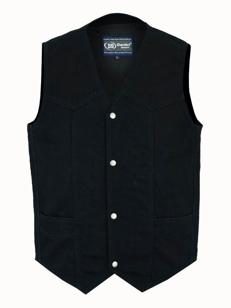 DM910 Men's Traditional Denim Vest with Plain Sides-Daniel Smart Mfg - Retail