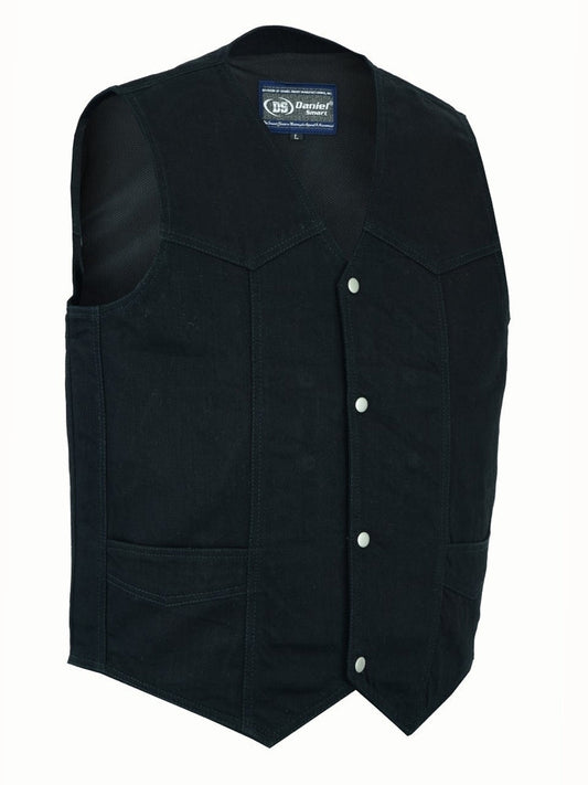 DM910 Men's Traditional Denim Vest with Plain Sides-Daniel Smart Mfg - Retail