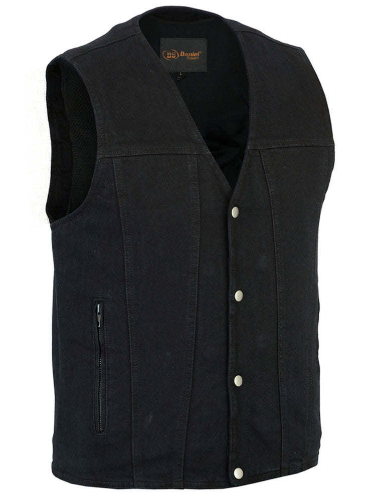 DM925BK Men's Single Back Panel Concealed Carry Denim Vest-Daniel Smart Mfg - Retail