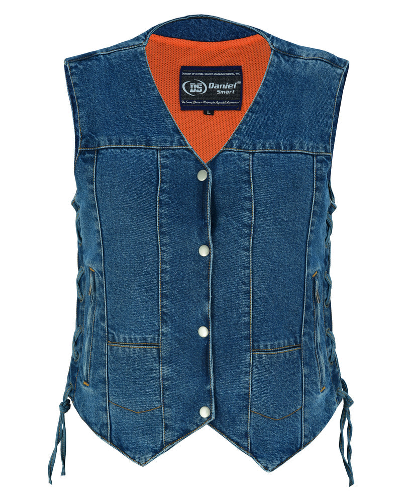 DM948 Women's 6 Pocket Denim Utility Vest - Blue-Daniel Smart Mfg - Retail