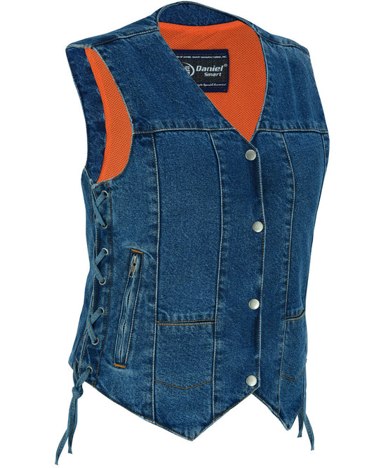 DM948 Women's 6 Pocket Denim Utility Vest - Blue-Daniel Smart Mfg - Retail