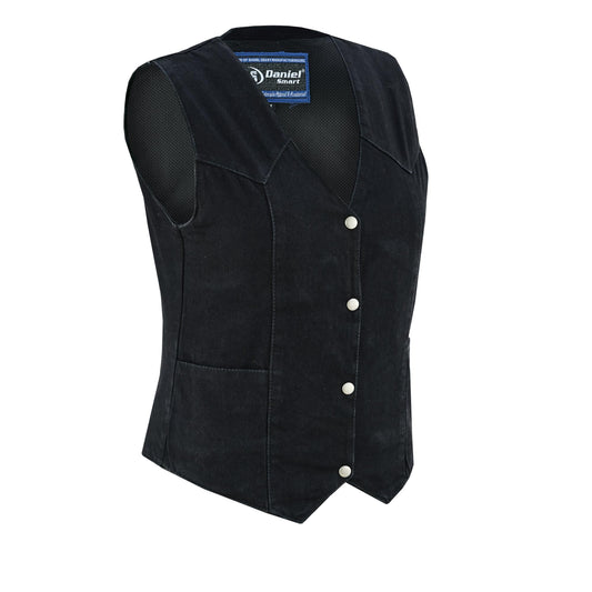 DM951 Women's Denim Classic Plain Sides Vest-Daniel Smart Mfg - Retail