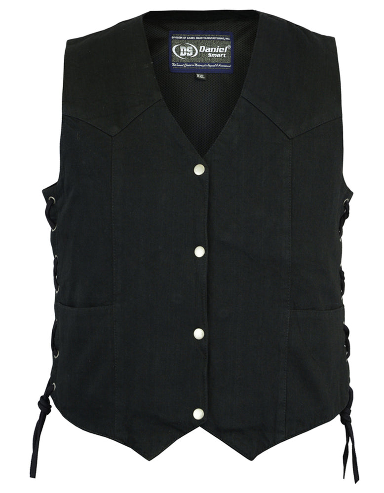 DM952 Women's Denim Classic Side Lace Vest-Daniel Smart Mfg - Retail