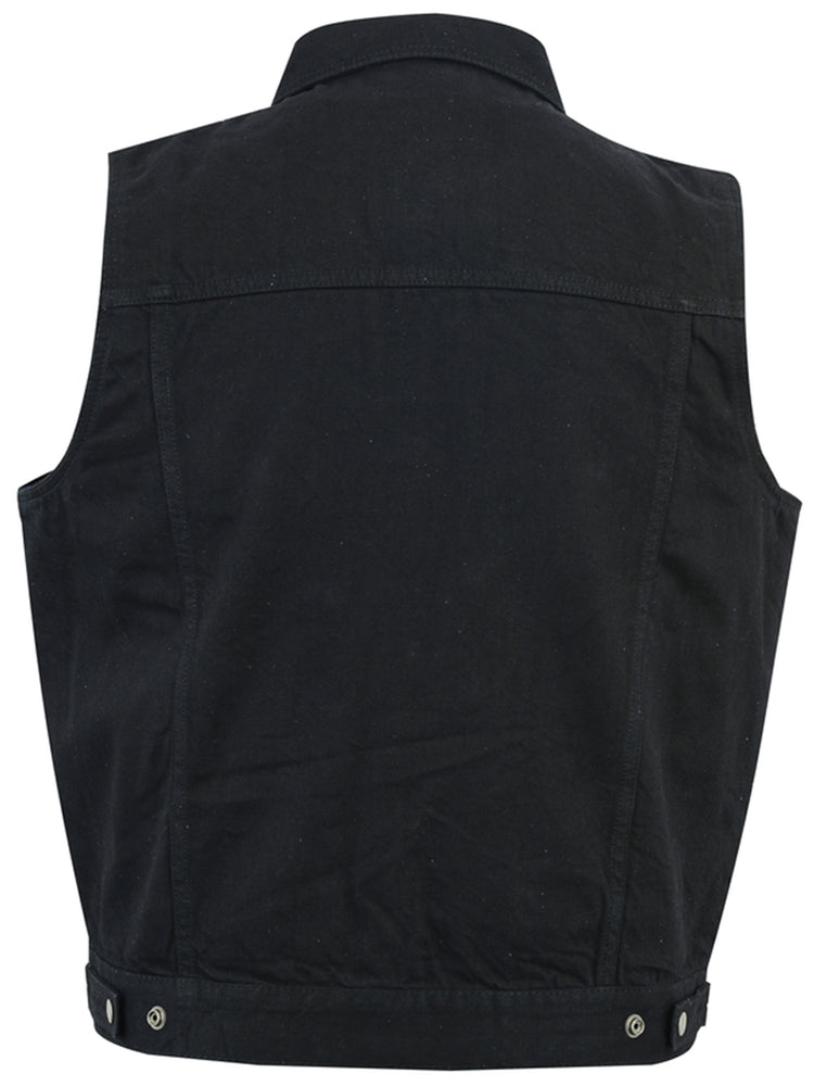 DM970BK Snap Front Denim Vest- Black-Daniel Smart Mfg - Retail